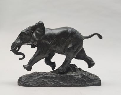 null 
Antoine Louis BARYE (1795-1875)
Eléphant du Sénégal
Epreuve en bronze patinée...