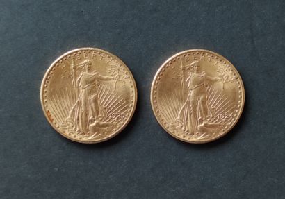 null 
Two PIECES of 20 gold dollars USA Saint Godens 1924 and 1925
Selling expenses:...