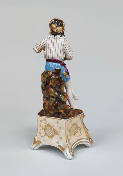 null 
Porcelain subject representing a musician, late 19th century (accident) Haut....