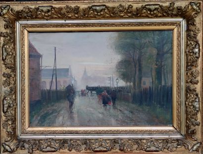 null 
PIRON (circa 1900)
Animation at the station
Oil on canvas signed lower right
40...