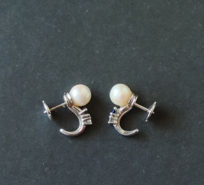 Pair of ear studs in white gold 750 °/00...