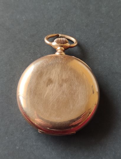 null 
Pocket watch in yellow gold 750°/°°, mechanical movement not guaranteed to...