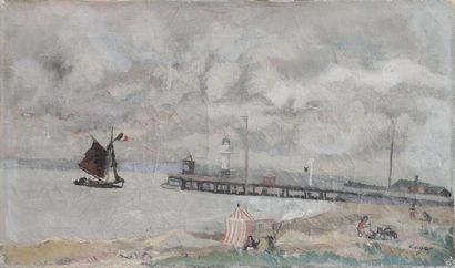 null 
LAGAR Celso (1891-1966)
"Bord de mer à Honfleur"
Huile sur toile Signée en...