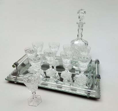null 
Val Saint Lambert
Service including 10 port or liqueur glasses (some with small...