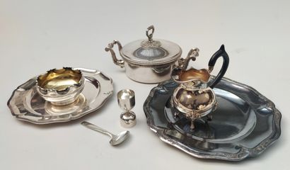 null 
Set of silver plated pots, cups and dishes from Christofle
Ercuis dish, double...