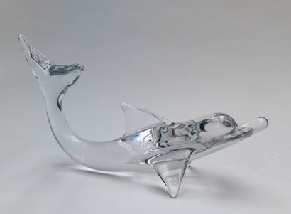 null 
DAUM
Moulded crystal dolphin, marked, H : 25 cm, W : 37 cm