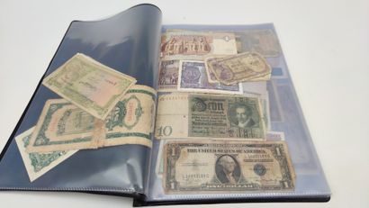  Set of old banknotes from different countries including Germany, United States,...