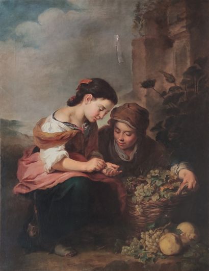 null 
French school around 1900 after MURILLO
The little fruit seller
Oil on canvas...