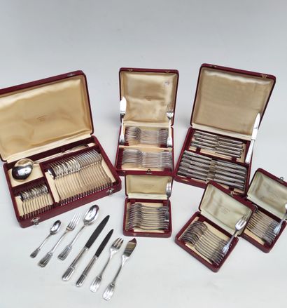  Silver plated flatware set including : 12...