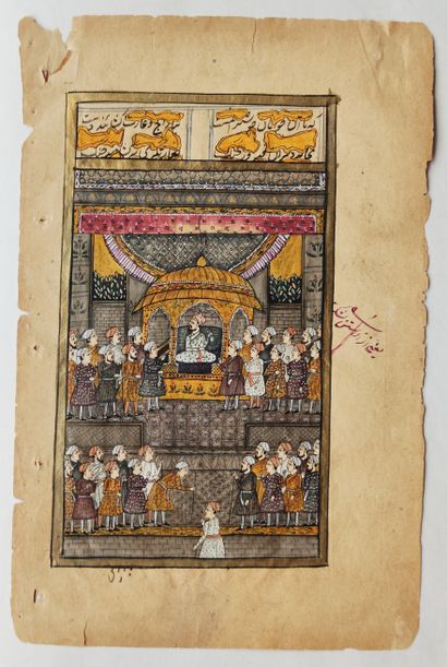 null 
LOT of two sheets of a collection, each with a page decorated in full with...