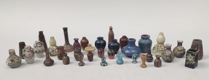 
Set of 35 miniature ceramic vases, stoneware,...