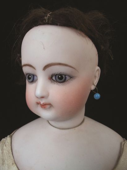 null 
Parisian doll from the House of Emile Louis JUMEAU, head in pressed biscuit...
