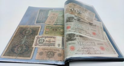 null 
Set of old banknotes from different countries including Germany, United States,...