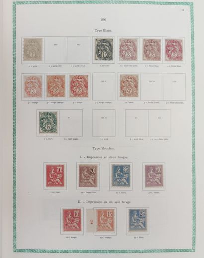  1 box and 1 album of Classic, SM and Modern France stamps including Sage, Mouchons,...