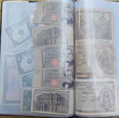  Set of old banknotes from different countries including Germany, United States,...