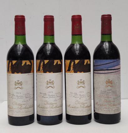 null 4 bout : 3 CHT MOUTON ROTHSCHILD 1974 ET 1/1980 

(1BG; 1 NTLB; 1NLB. ETIQUETTES...