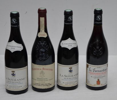 null 4 BOUT : 2 LA SIZERANNE HERMITAGE 1998 CHAPOUTIER, 1 BOUT LA BERNARDNINE CDP...