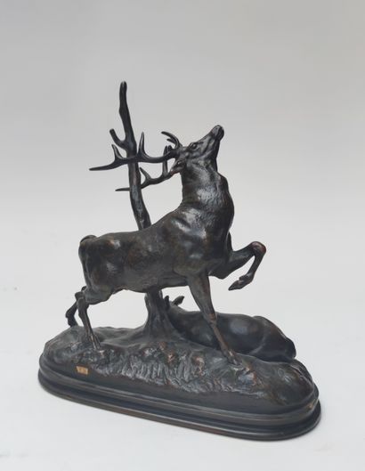 null Antoine Louis BARYE (1796-1875)

Stag rubbing his antlers against a tree, a...