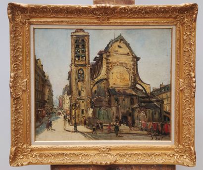  Gustave MADELAIN (1867-1944) 
The church of Saint Nicolas, 1930 
Oil on canvas signed...