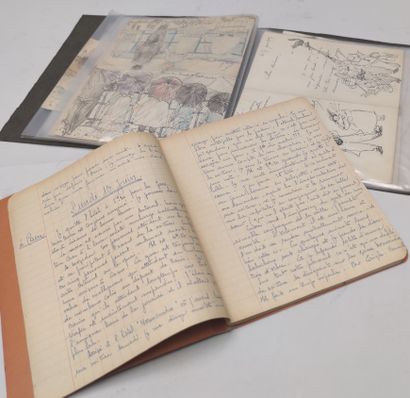 null Lot including a handwritten diary "The Exodus June 1940" and a portfolio of...