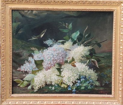 null A. BERGERET (19th century)

Cut lilacs in a landscape

Oil on canvas signed...
