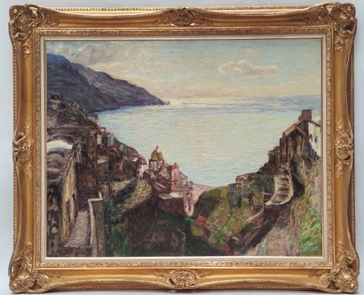 null Léon DETROY (1857-1955)

Village et chateau en bord de mer 

Huile sur toile...