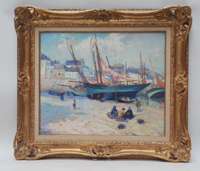null Paul MADELINE (1863-1920)

Bateau de pêche au port, 1908

Huile sur toile signée...