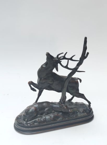 null Antoine Louis BARYE (1796-1875)

Stag rubbing his antlers against a tree, a...