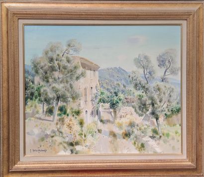 null Gabriel DESCHAMPS ( born in 1919) 

"The big bastide, Grasse countryside".

Oil...