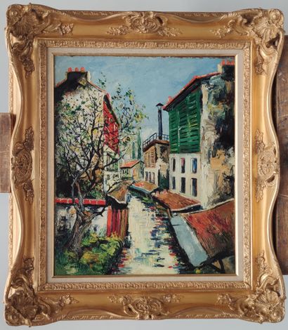  Elisée MACLET (1881-1962) 
View of the Bievre river 
Oil on thick cardboard pasted...