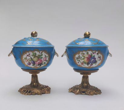 null SEVRES in the taste of 

Pair of round covered POTS in polychrome enamelled...