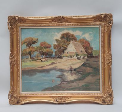  Fernand MAILLAUD (1863-1948) Pond near the farm in Creuse Oil on canvas signed lower...