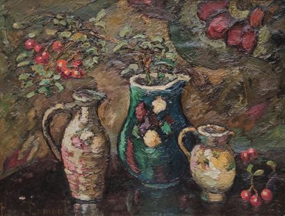  Pierre DUMONT (1884-1936) 
Still life with three pitchers 
Oil on canvas signed...