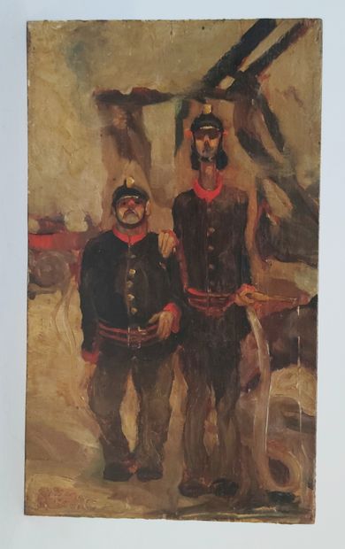 null Khleophas BOGAILEI (1901-1989)

Pseudonym LUDWIG REISCHL

Two soldiers in front

Oil...