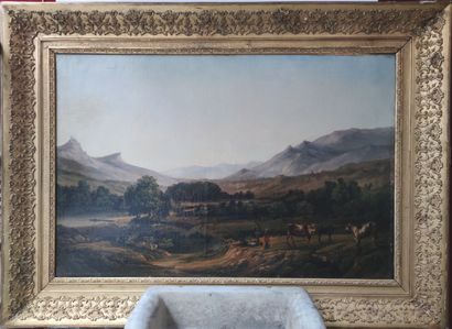 null Charles LABOR (1813-1900)

Paysage montagneux animés de paysans et d'un troupeau

Huile...