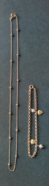 null LOT in yellow gold 750°/°° comprising a necklace and a handle chain with two...