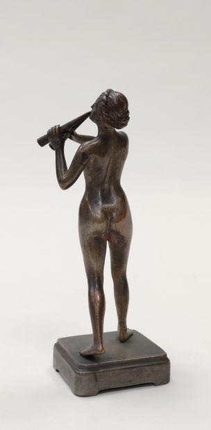 null 20th century FRENCH SCHOOL 

Woman playing two pipes 

Proof in bronze with...