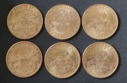 null Set of ELEVEN 20-dollar gold coins (Five with the Saint Godens Liberty under...
