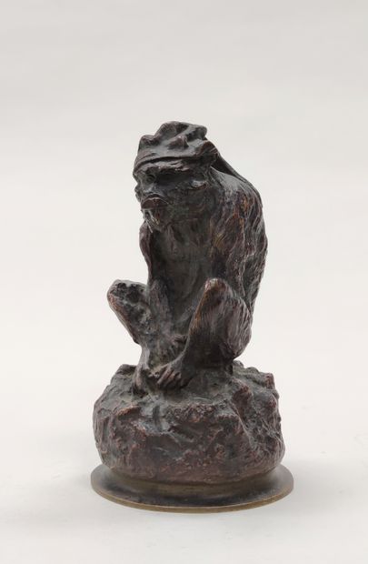 null FRENCH SCHOOL OF THE XXth century 

Seated monkey with a cap on his head and...