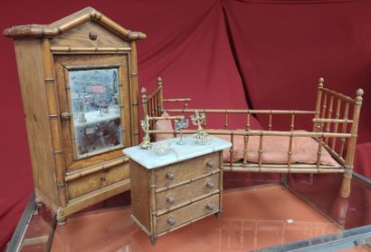 Set of doll furniture including: 

A small...