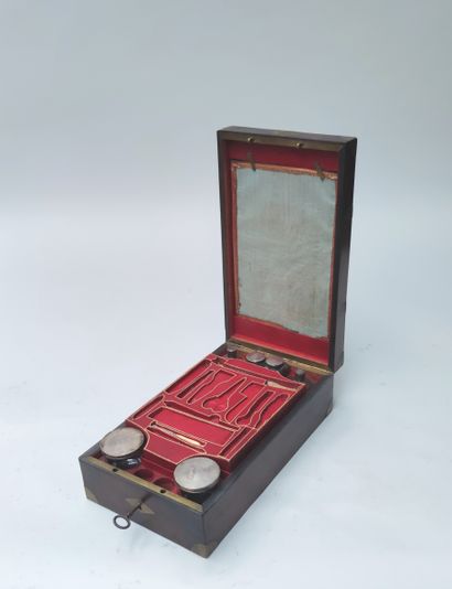 TRAVELING TOILETTE CASE in mahogany, with...