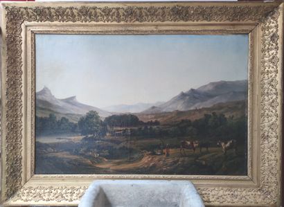 null Charles LABOR (1813-1900)

Paysage montagneux animé de paysans et d'un troupeau

Huile...