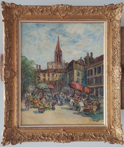 null Gustave MADELAIN (1867-1944)

Marché animé à Strasbourg 

Huile sur toile signée...