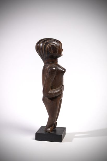 null Paré (Tanzanie) Statue féminine en bois lourd à belle patine naturelle. Les...