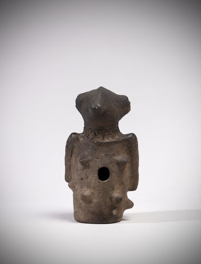 null Mambila (Cameroon) Hollow terracotta statue with a patina of smoke from a hut...