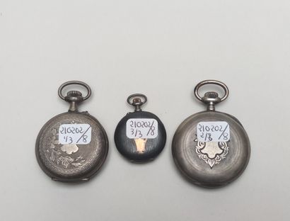null Two pocket watches and one pendant watch, silver cases, mechanical movements...