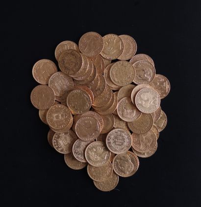 null 
Set of 76 PIECES of 20 Francs gold France and 1 PIECE of 5 Francs gold France...