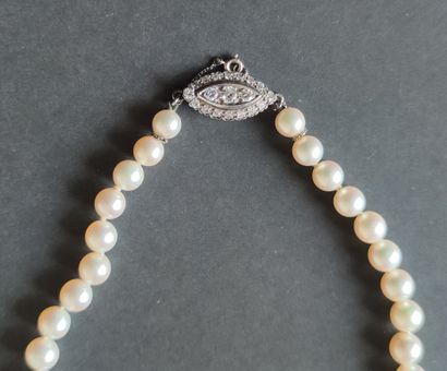 null PEARL NECKLACE with clasp in white gold 750°/00 and diamonds Weight : 41.80...