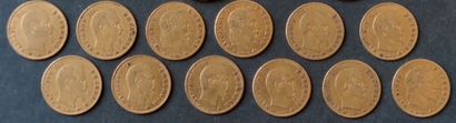 null 
LOT OF TWELVE PIECES OF 5 Gold Francs SALE CHARGES FOR THIS LOT : 10 % TTC...