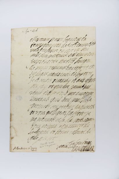 null HENRIETTE MARIE DE FRANCE [, ], Queen Consort of England.

Autograph letter...